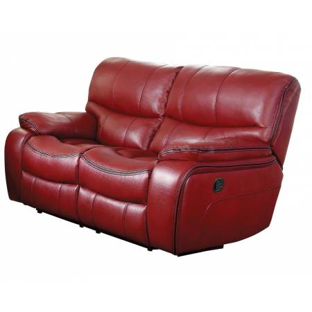 Pecos Double Reclining Love Seat - Leather Gel Match - Red
